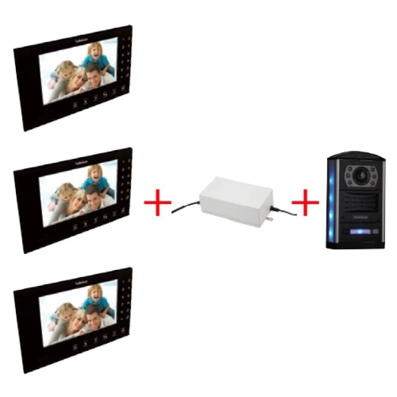 ALGAN 7” Renkli Dokunmatik LCD Görüntülü Villa Kitler Obsidian(Üçlü)